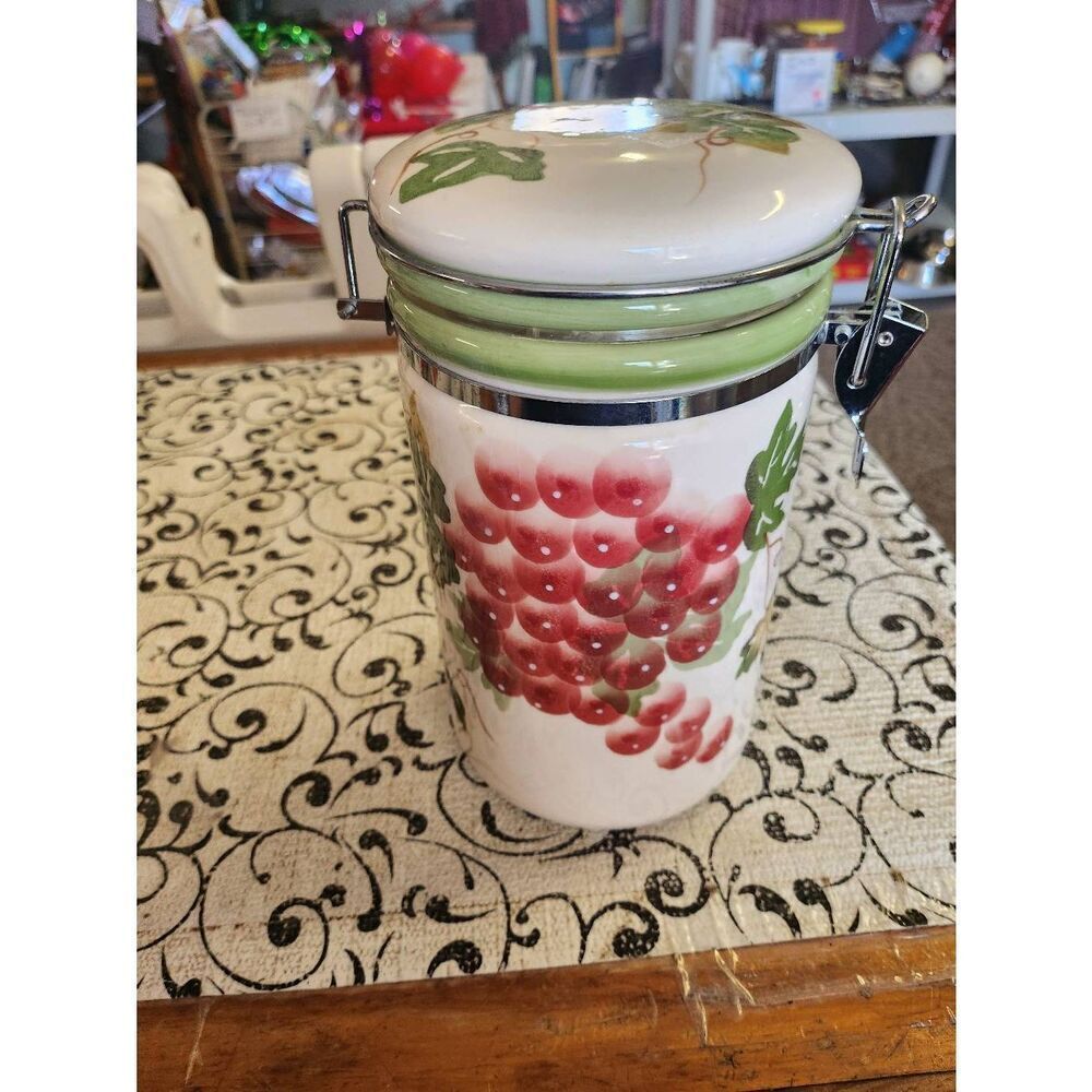 Ceramic Grape Design Canister - Picture 3 of 10